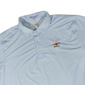 Draddy Sport Performance Baltusrol Polo Blue Striped Golf Polo Shirt XXL